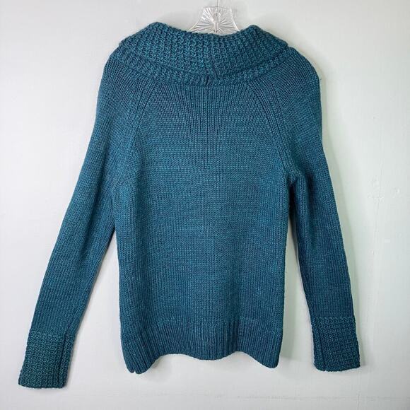 Gander Mountain Guide Series Teal Shawl Collar Alpaca Wool Blend Sweater Size M - Picture 12 of 12